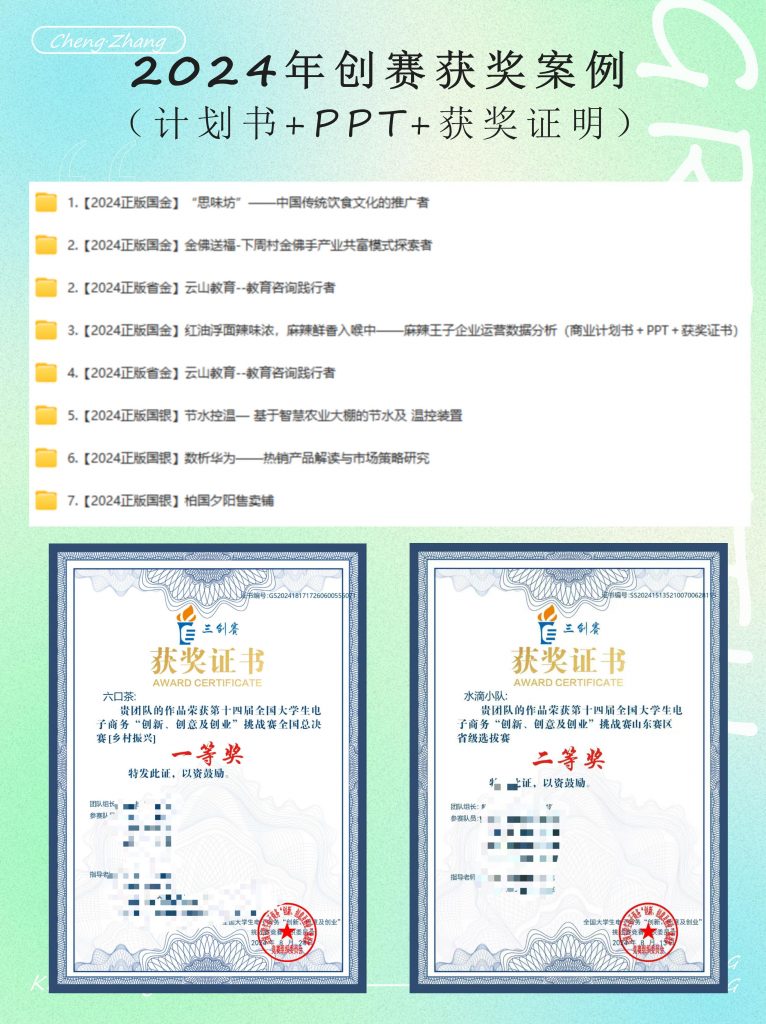 2024年大学生创赛获奖案例